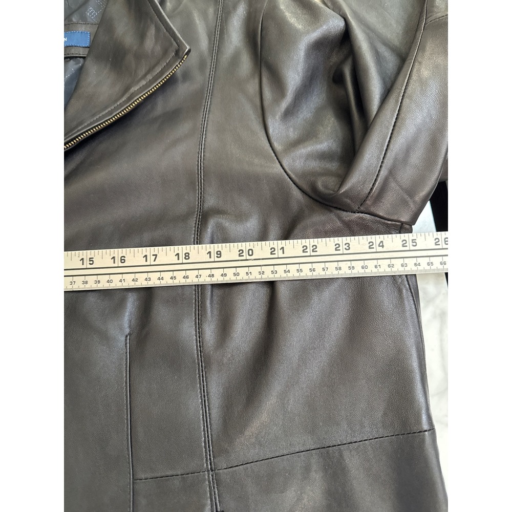 Cole Haan Womens 2X Black Genuine Lambskin Leather Zip Front Mock Neck Jacket - Picture 7 of 7